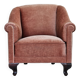 Fauteuil danois des années 1960, velours d'ameublement rose saumon, pieds en frêne.