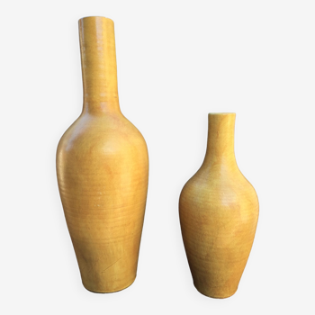 Poterie d'art paire de vases design ceramique soliflores