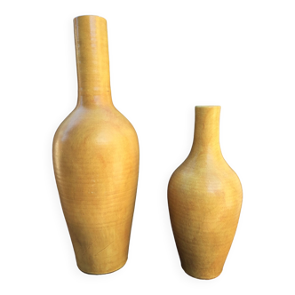 Art pottery pair of vases ceramic design soliflores