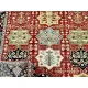 Hand-Knotted Wool Area Rug, Red Geometric Botanical Carpet for Living Room