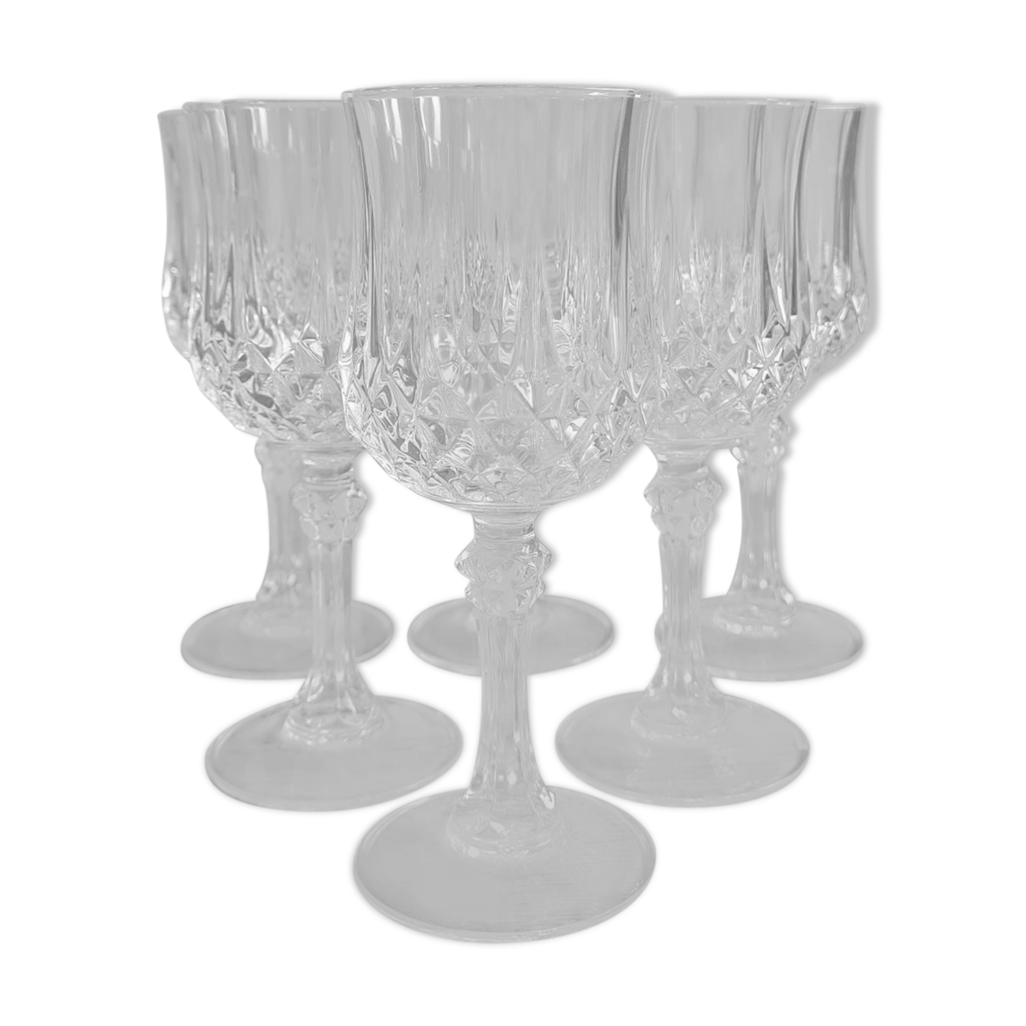 service of 6 Longchamp crystal wine glasses