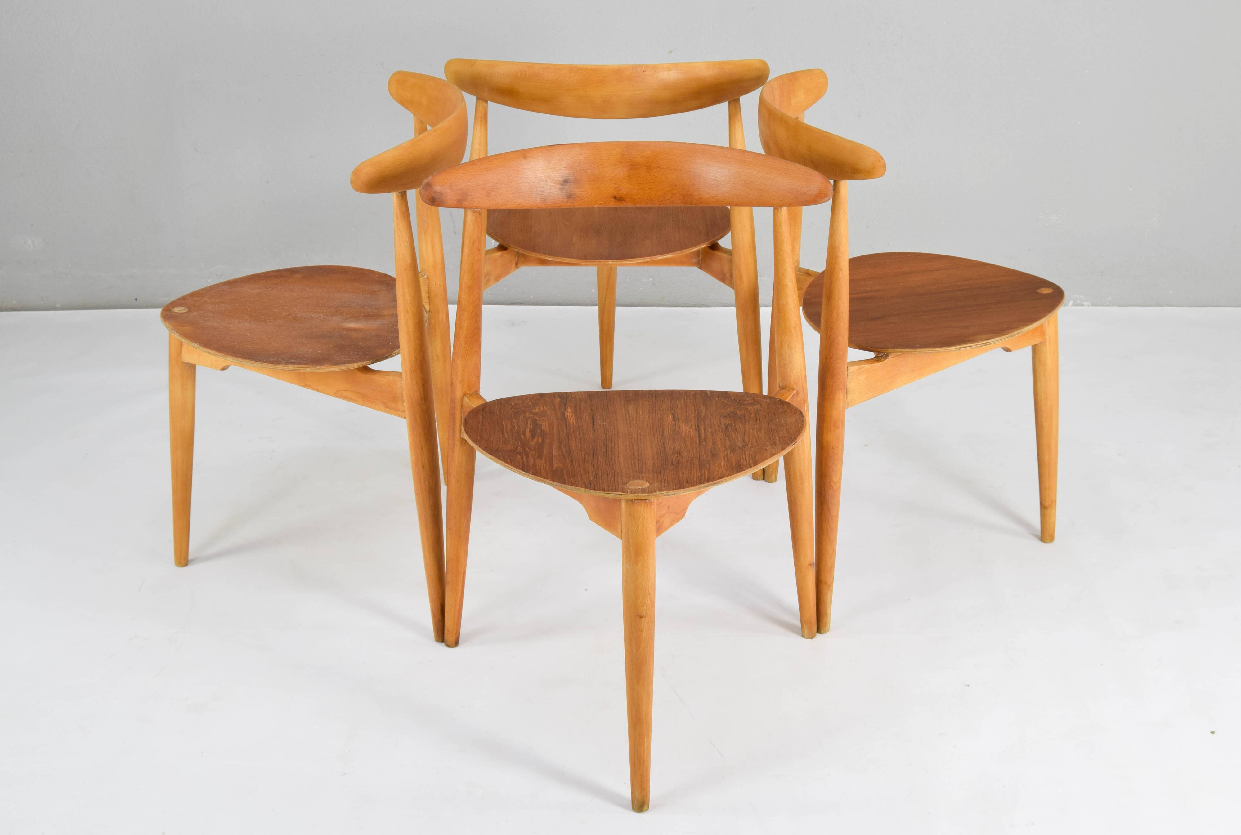 FH4103 Heart dining chairs by Hans Wegner for Fritz Hansen, Denmark 1950s