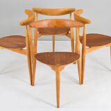 FH4103 Heart dining chairs by Hans Wegner for Fritz Hansen, Denmark 1950s