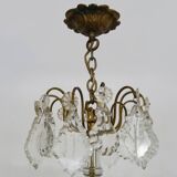 Vintage 8-light chandelier with glass pendants. 1960s.