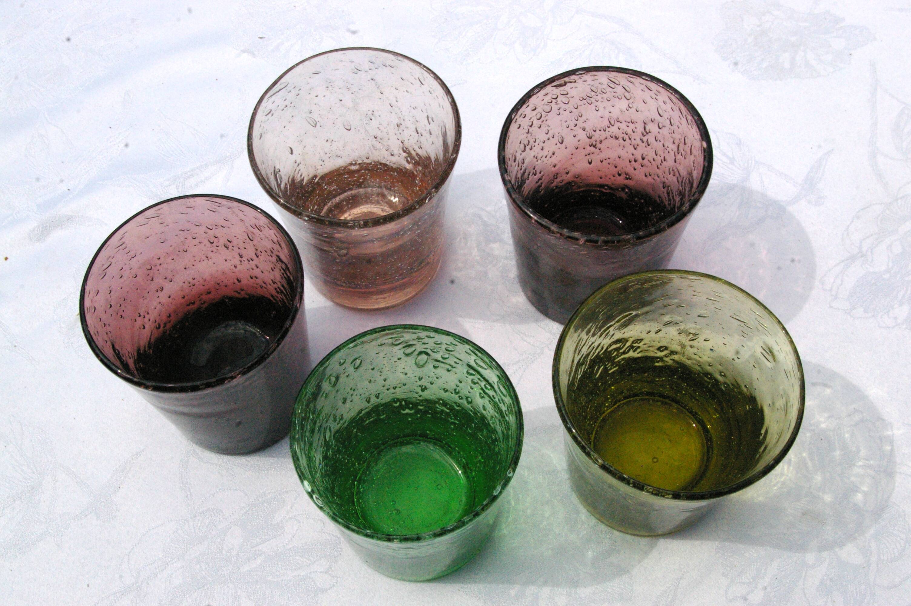 5 vintage bubble glass cups from Biot