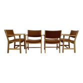 Ensemble de 4 fauteuils avec estampille "hans wegner" 1960.