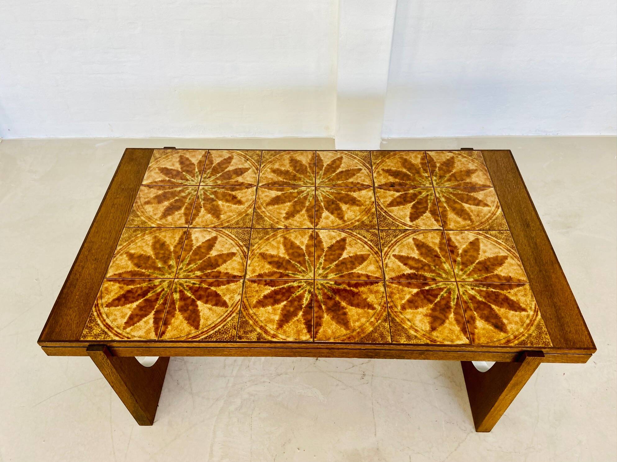 VINTAGE DANISH MID CENTURY TEAK  & CERAMIC COFFEE TABLE  1960s