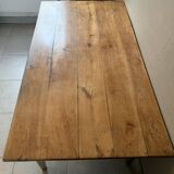Large vintage farmhouse table from the 50s in solid wood (oak)