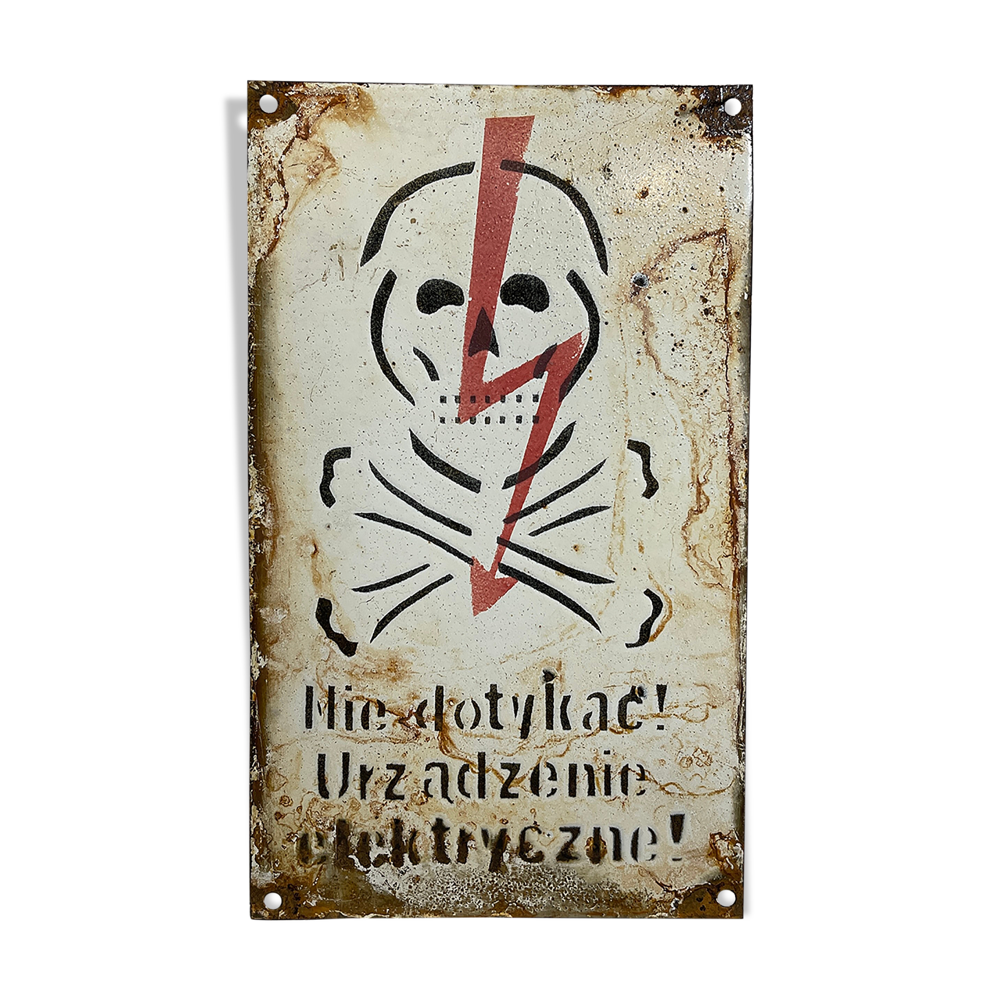 Enamelled plate danger skull