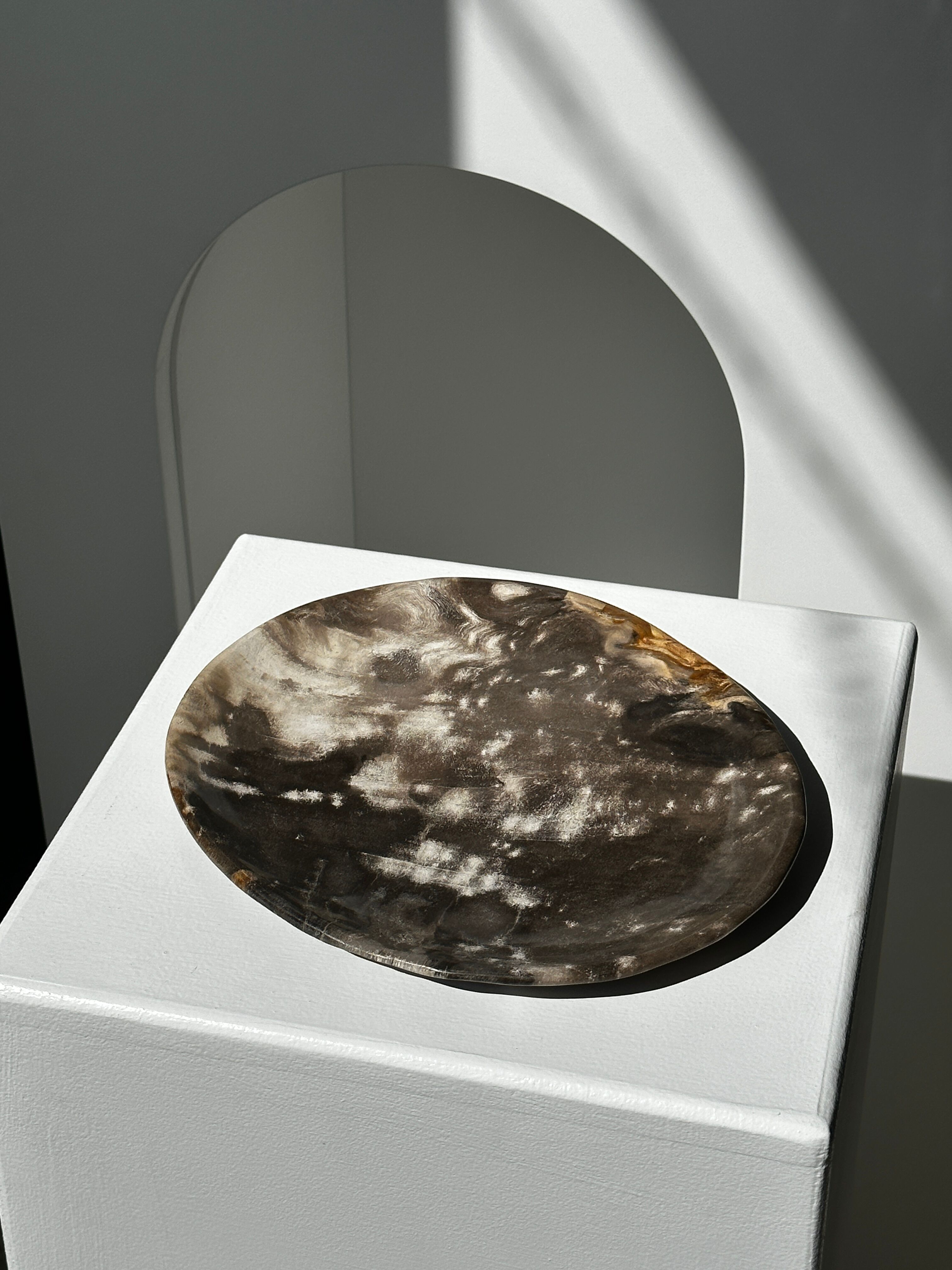 Dish in petrified wood
