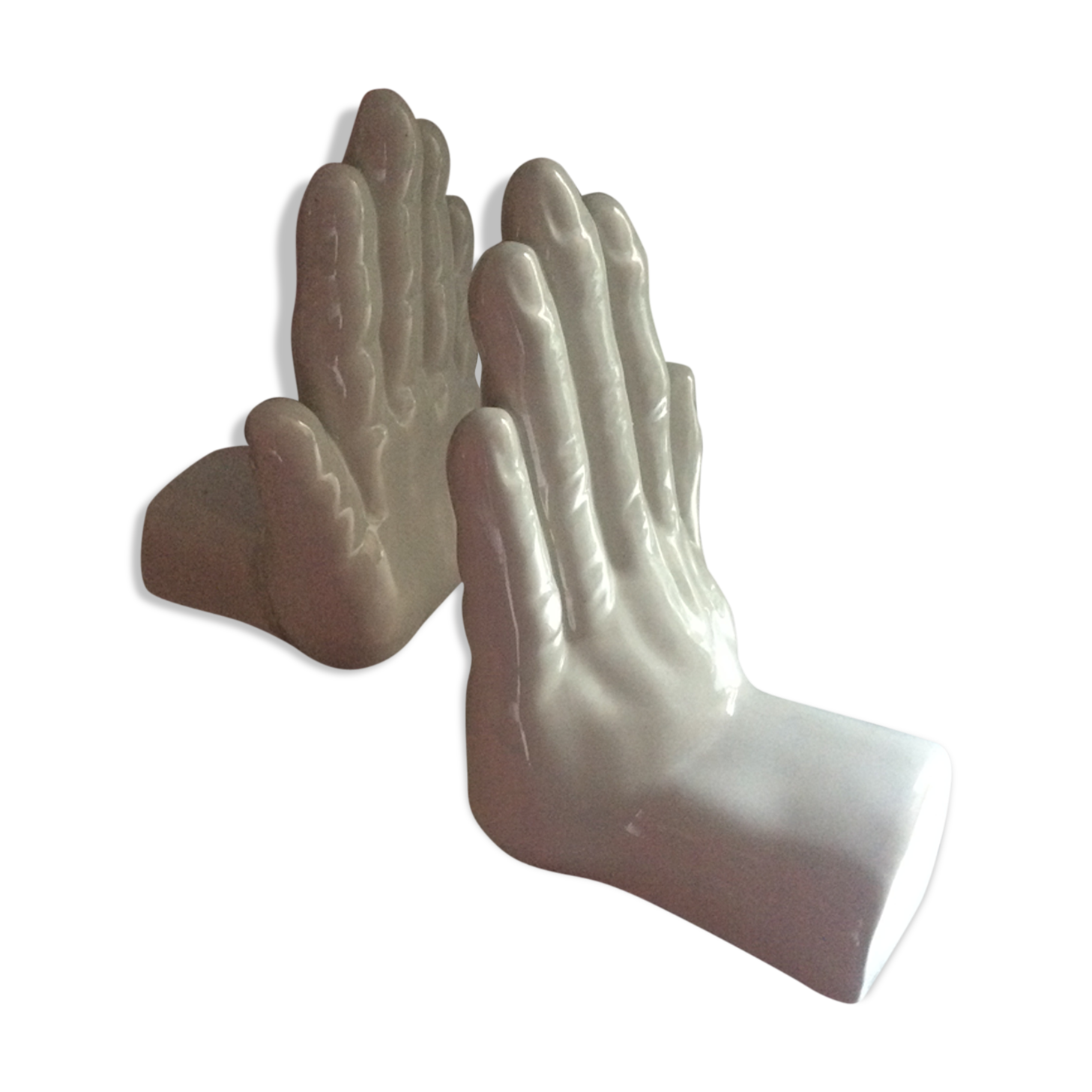 Pair of ceramic hand bookends from the 70/80