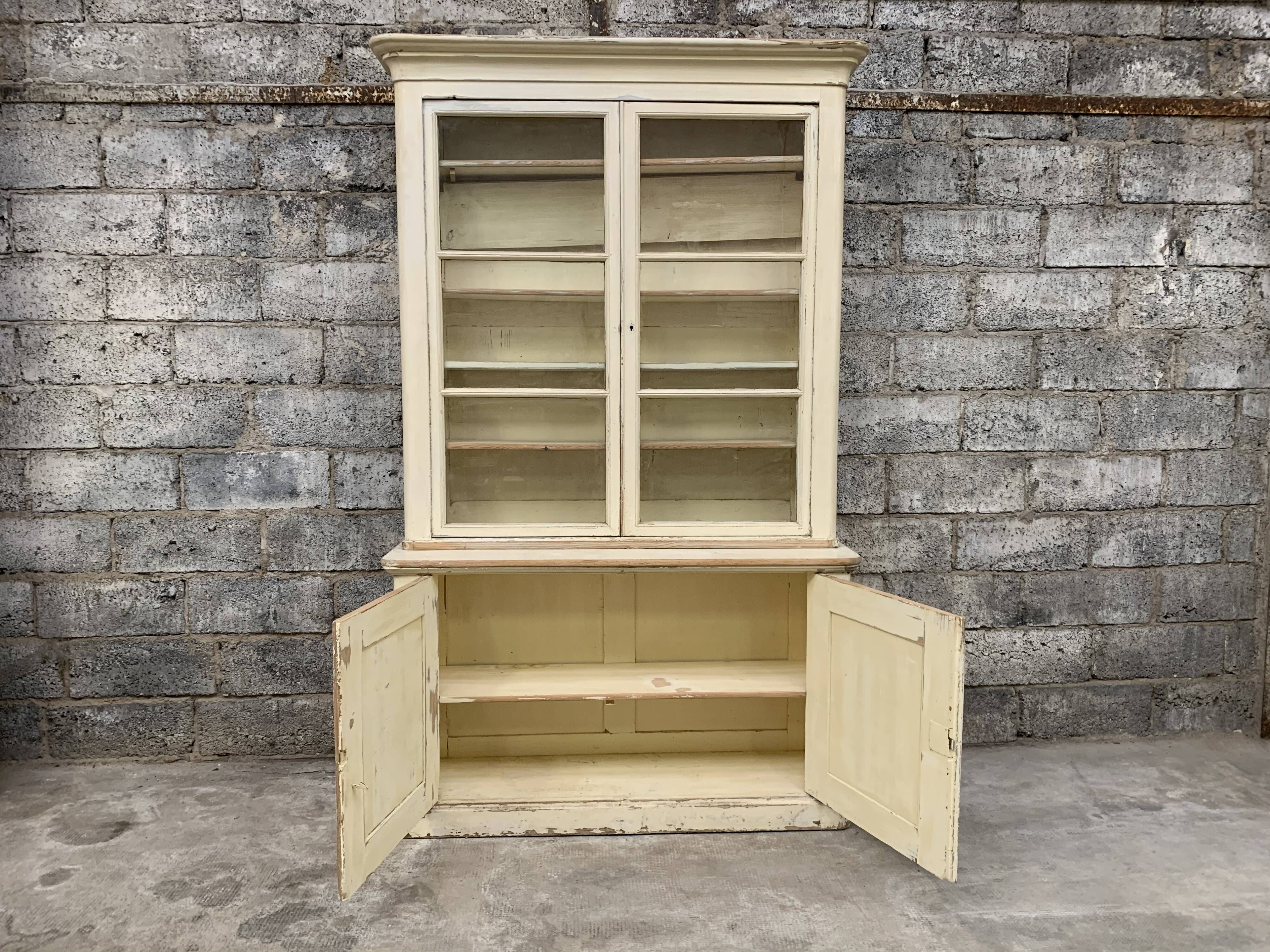 Bibliotheque showcase buffet two mid-19th body in white patina fir