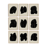Framed set of 9 abstract giclee prints, A4