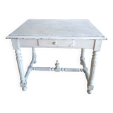 Henri II style desk in painted wood with trompe-l'oeil marble