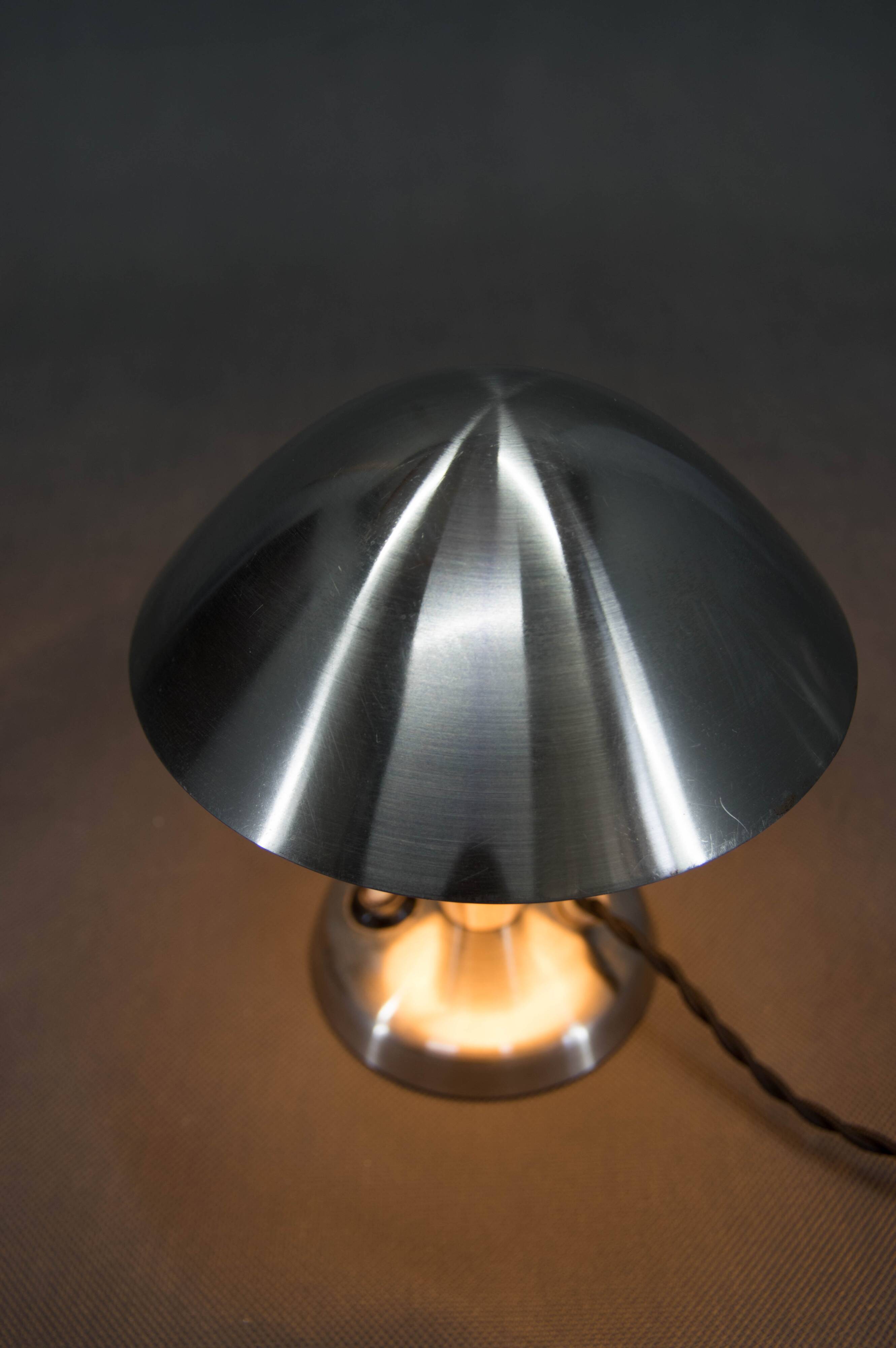 Bauhaus  Nickel "Mushroom" Table Lamp, Czechoslovakia, 1930s