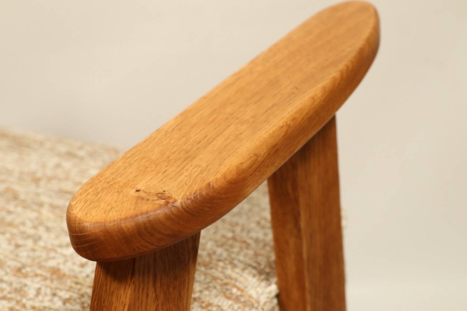 Vintage armchair brown granola oak wood design by Chierowski 366