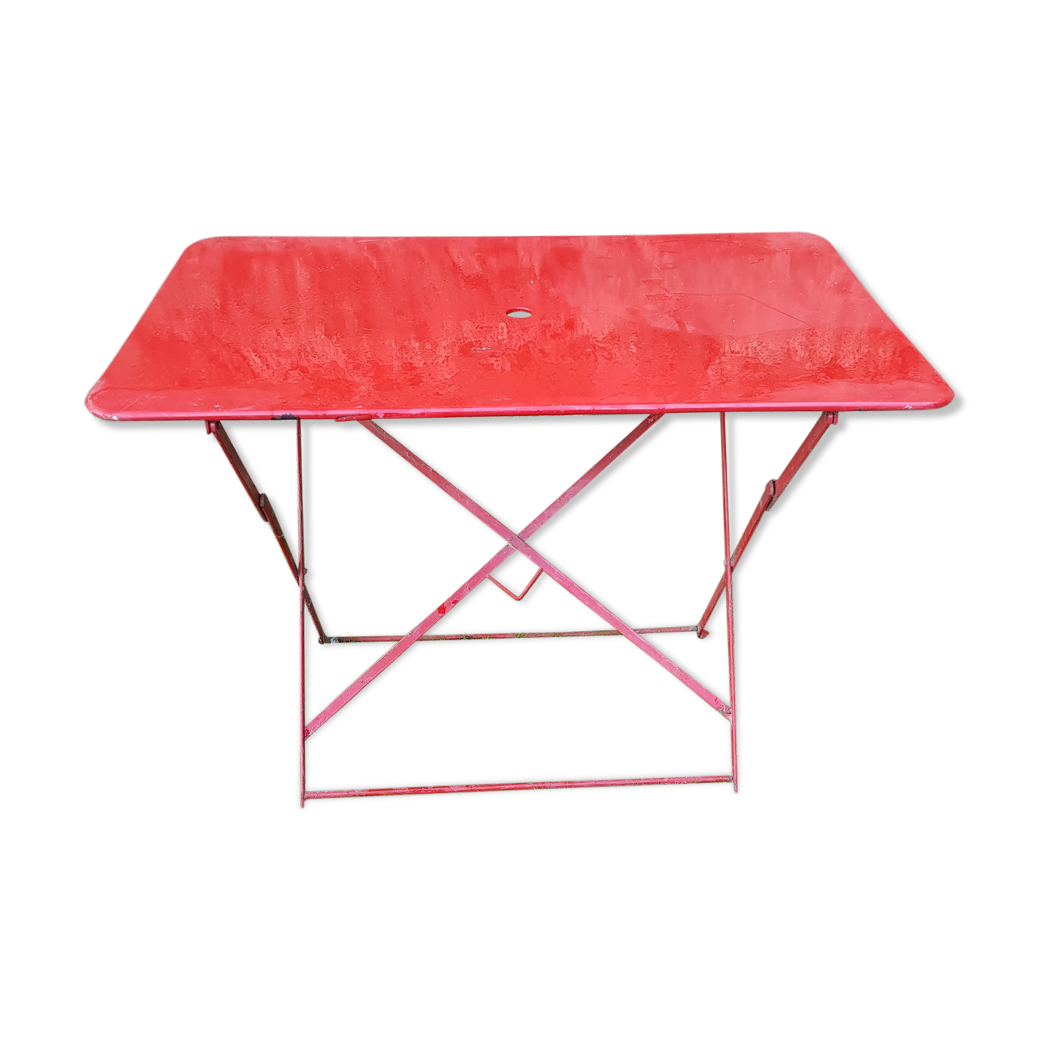 Red garden iron table