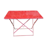 Red garden iron table