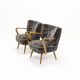 Set of 2 cocktail armchairs with floral upholstery 1950s