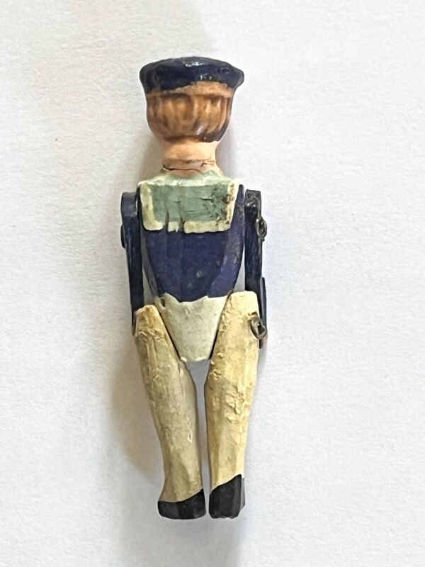 Personnage Marin en bois peint, marque française Radiguet, jouet ancien