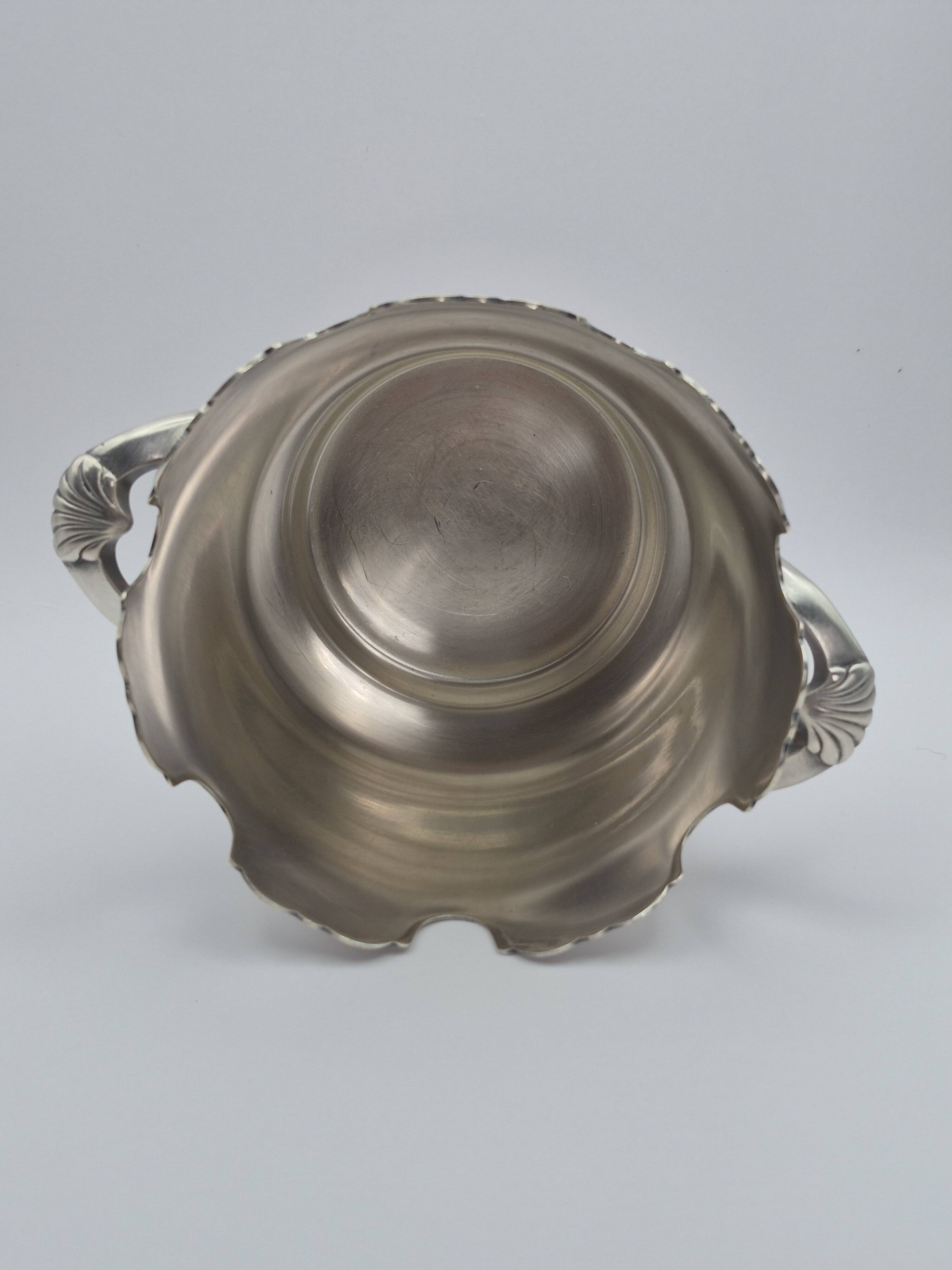 Elegant ice bucket/scoop, silver-plated with square hallmark - A 321