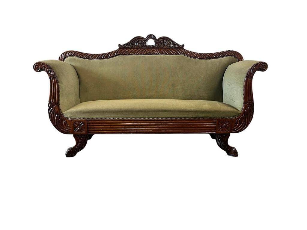 Vintage green baroque sofa / two-seater sofa