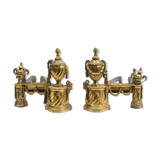 Pair of Louis XVI style chenets, 19th century