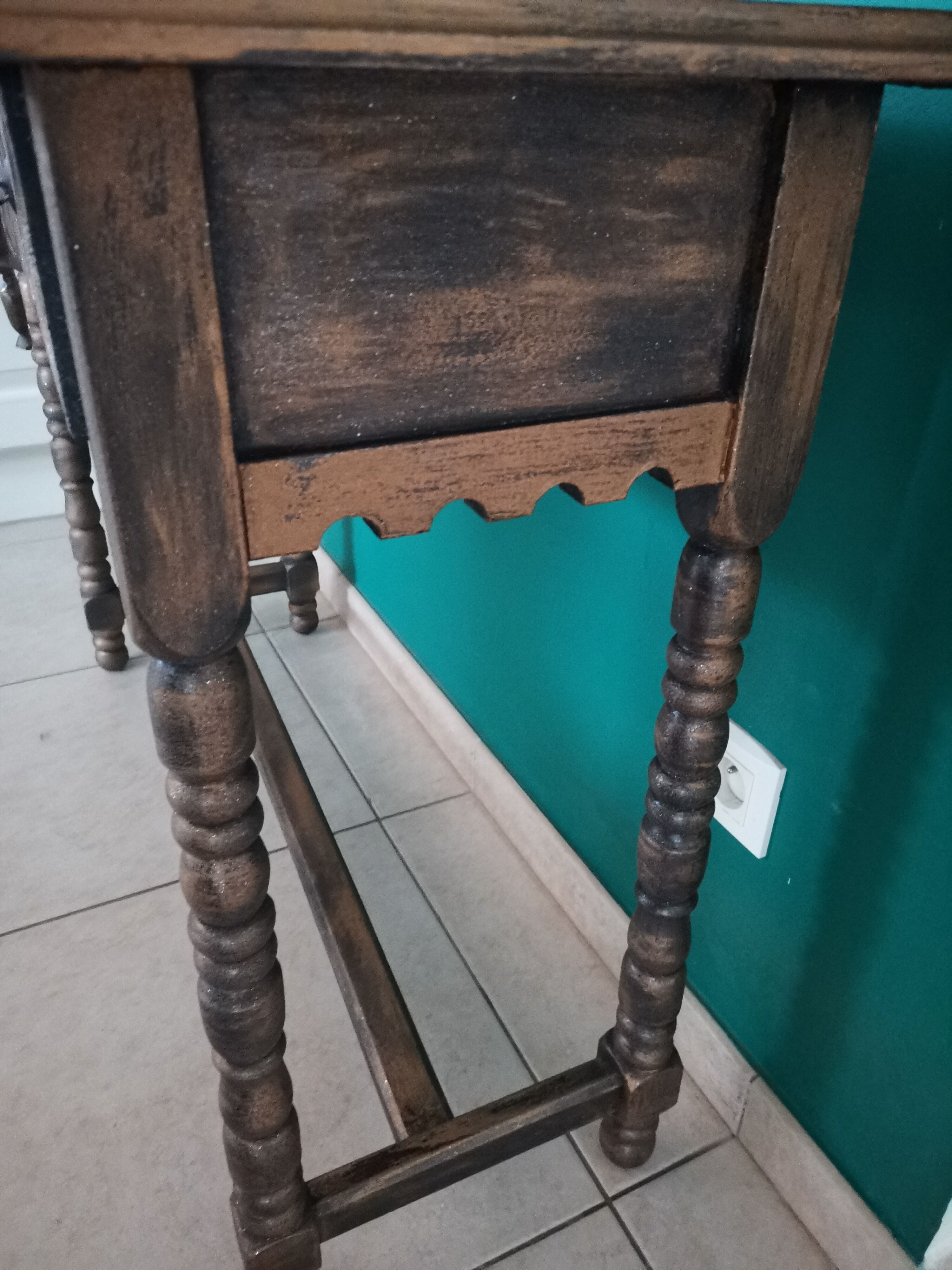 Wooden console 2 drawers antique Chinese style