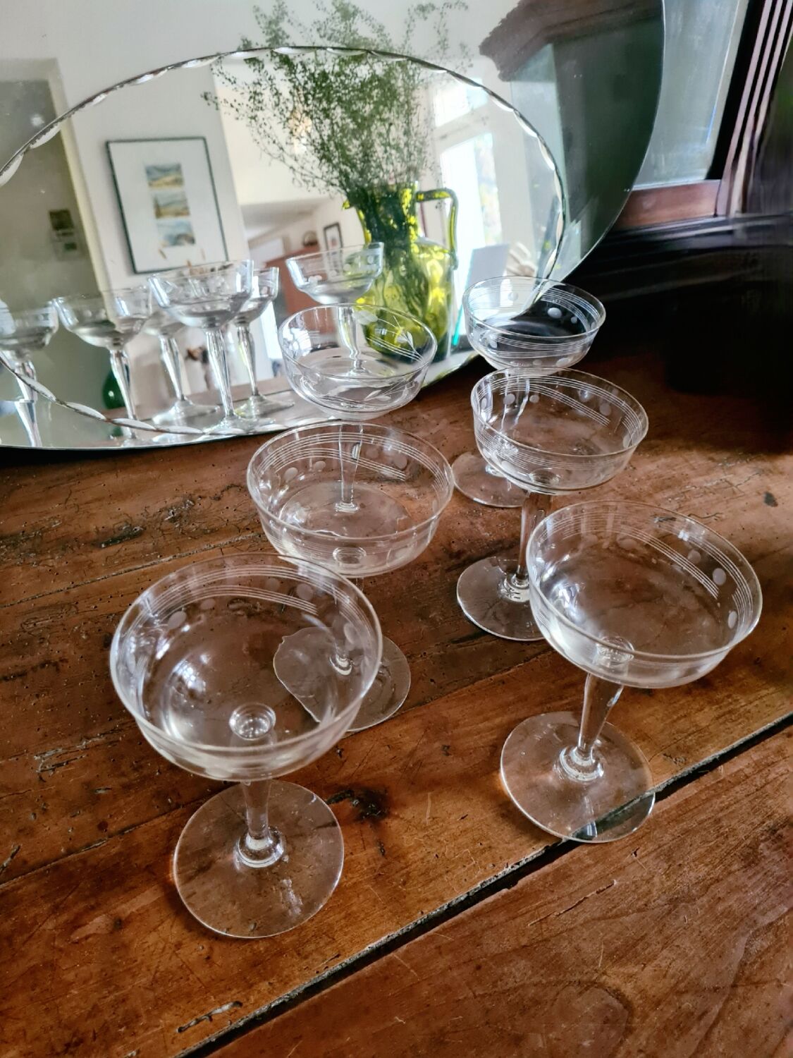 Crystal champagne glasses 30s