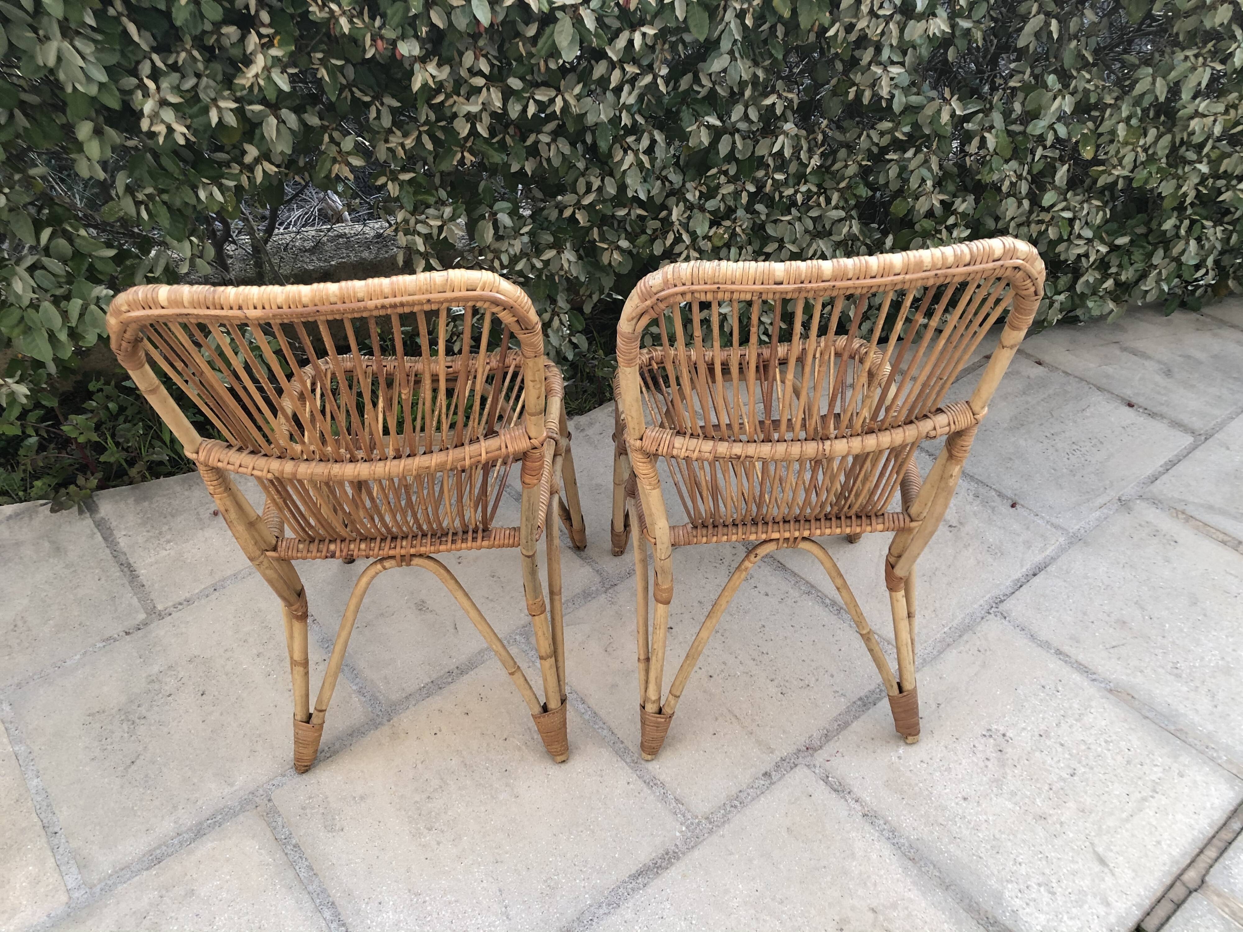 Pair of rattan chairs 60s