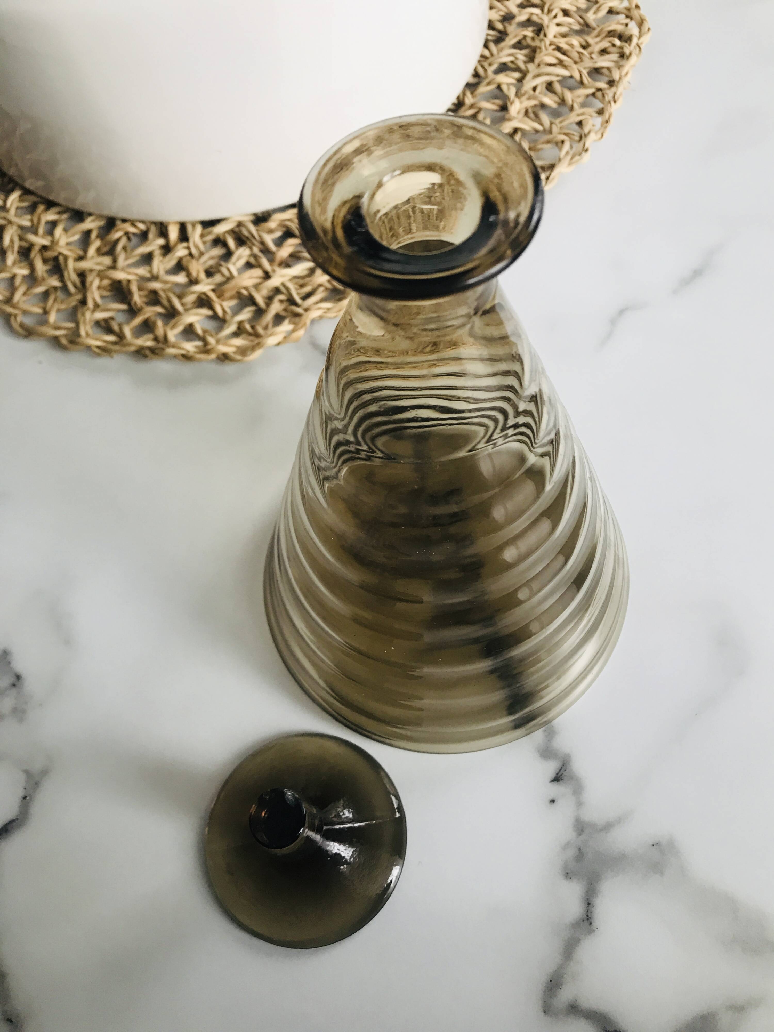 Art Deco smoked glass carafe