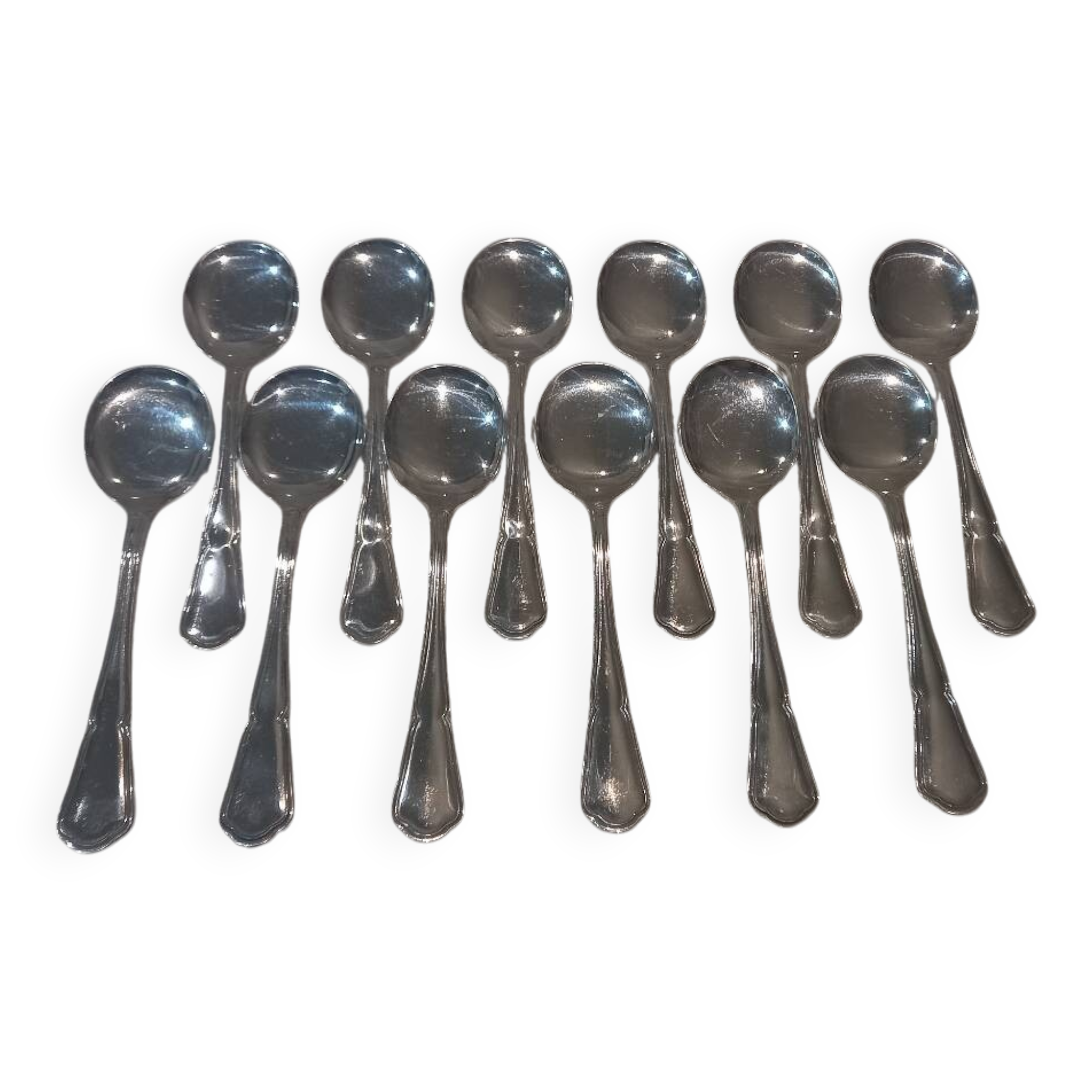 12 silver-plated ice cream scoops, Ercuis goldsmith, 13.7cm contours