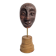 Expressive sculpted head in patinated terracotta on wooden base, 14 cm