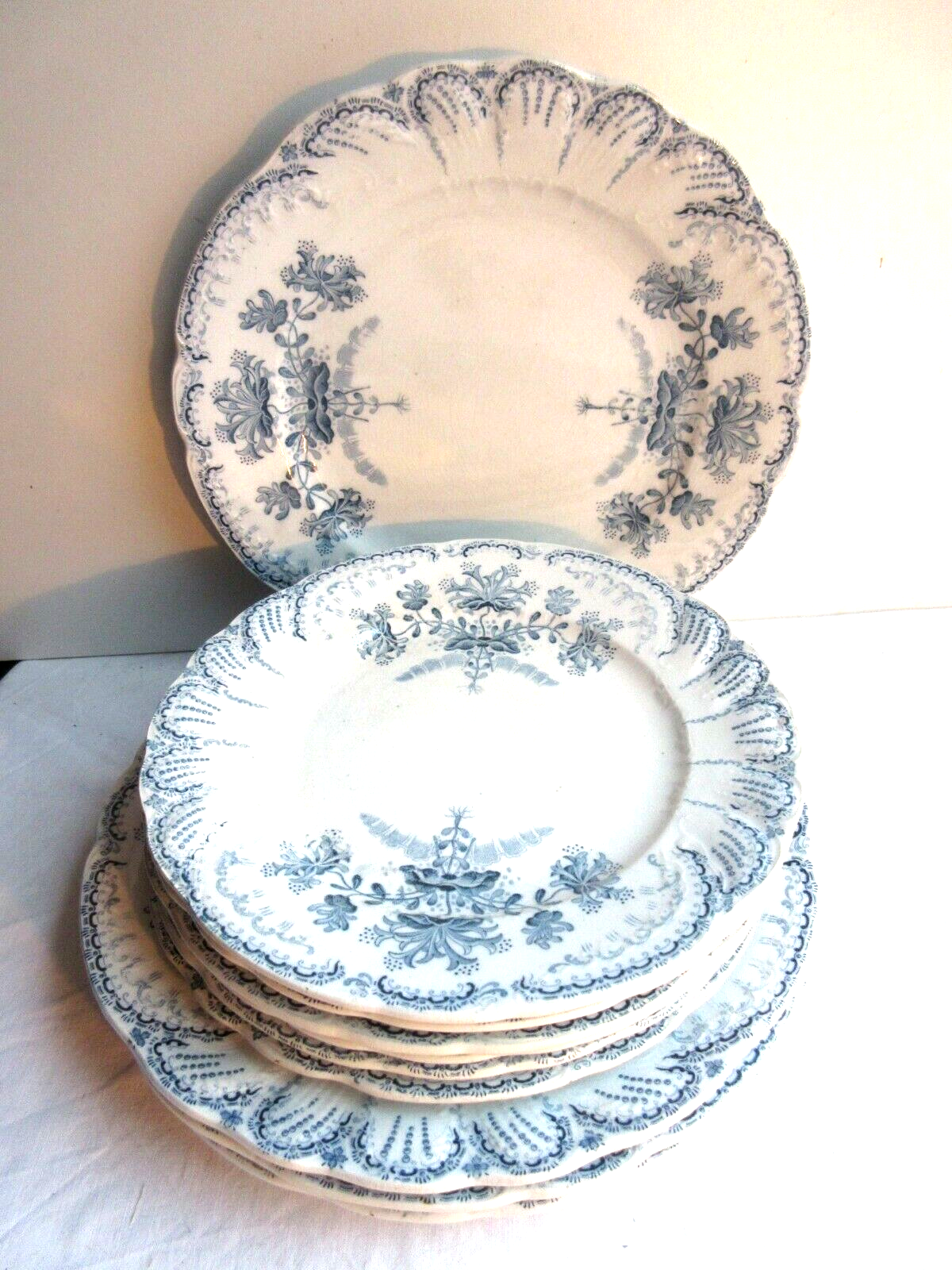 Flat plate Terre de Fer Saint Amand, Regency model, in blue