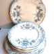 Flat plate Terre de Fer Saint Amand, Regency model, in blue