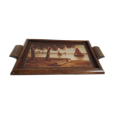 Service tray paint under glass signed P.Alix