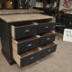 Old commerce stocking furniture has 6 black patinated fir drawers solid oak tray 1930