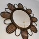 Vintage flower mirror in rattan and cannage 60s/70s