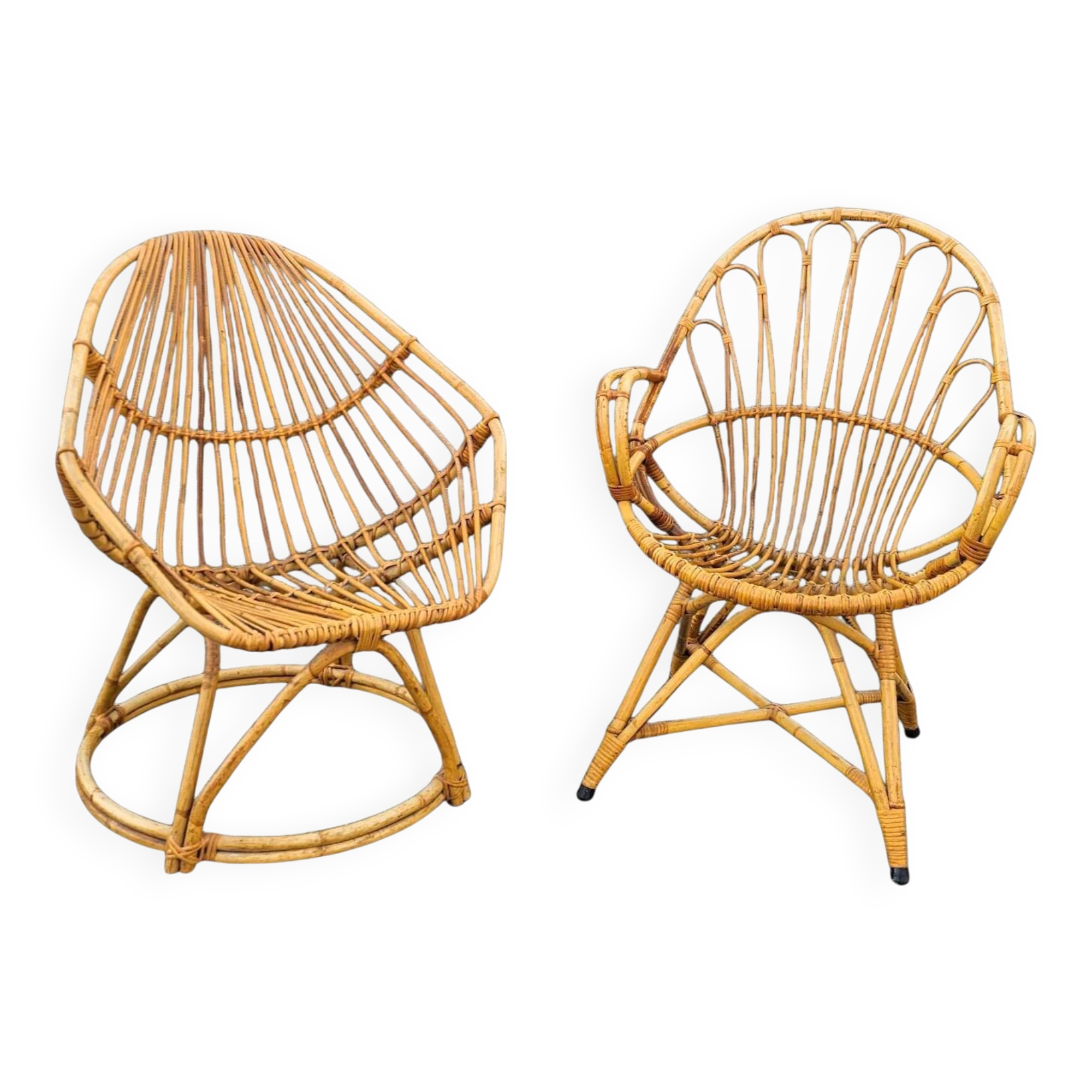 2 x Rohe Noordwolde rattan chairs / Dirk van Sliedregt / 1960s