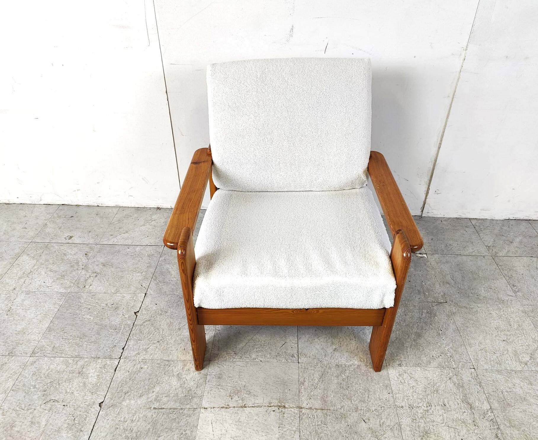 Vintage pine wood armchair, 1960s