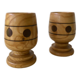 Set of 2 wooden egg cups