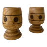 Set of 2 wooden egg cups