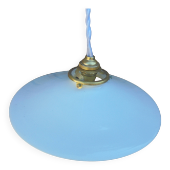 Suspension opaline blanche compléte fil griffe douille et plafonnier