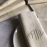Antique napkins damascus and monogrammed tinted fresh butter