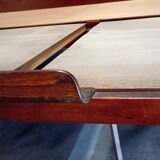 Jitona sobeslav sofa bed in walnut & boucle fabric, vintage czech 1960s