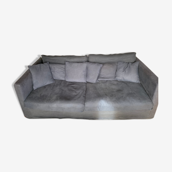 Blue/grey crumpled linen sofa