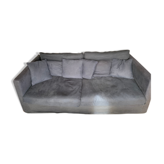 Blue/grey crumpled linen sofa
