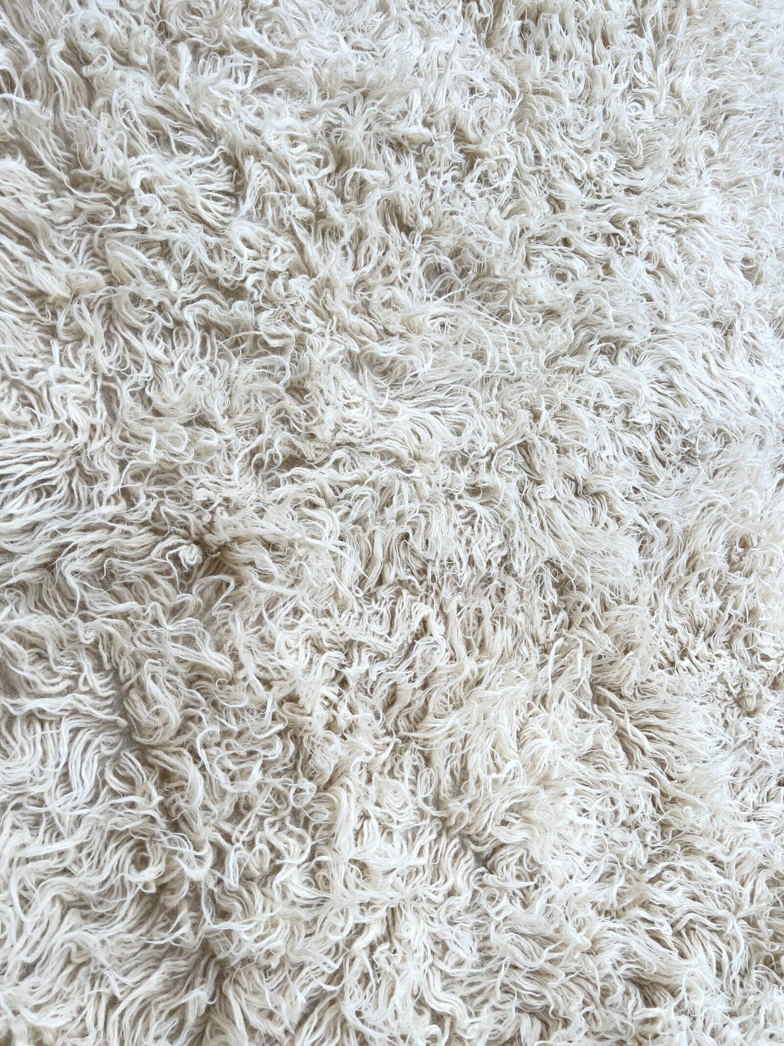 Vintage Flokati rug pure virgin wool 260 × 220 cm 1970s