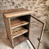 Rare French industrial military cabinet – Air Ministry, 1956 – Metal storage with oak top and wooden shelves