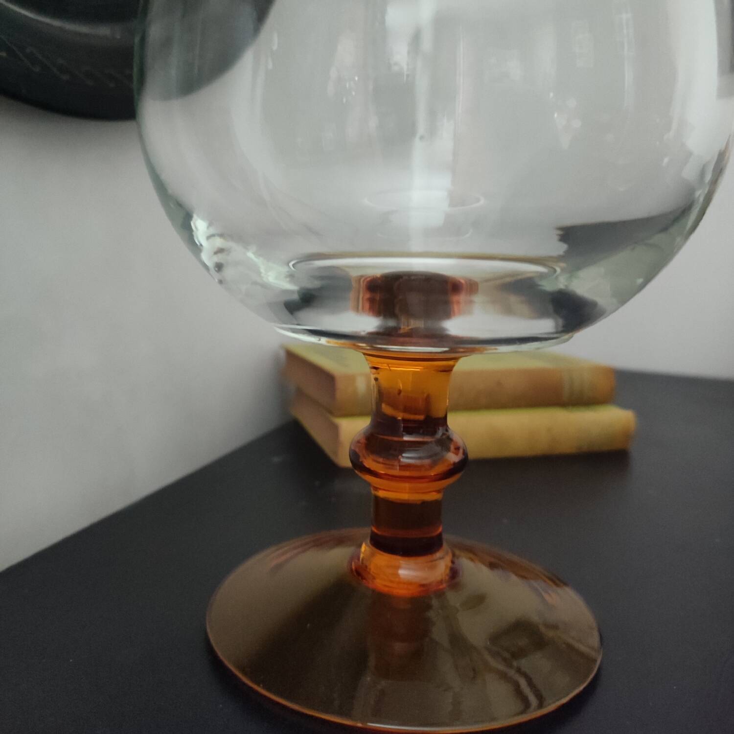 Vintage 70s glass stemmed vase